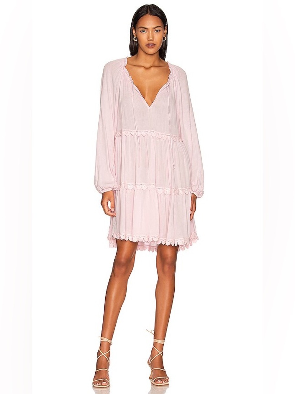 Eberjey Summer of Love Sofia Dress Lilac Pink Boho Tiered Mini NWT Size S
